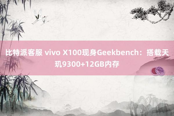 比特派客服 vivo X100现身Geekbench：搭载天玑9300+12GB内存