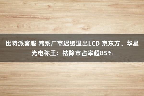 比特派客服 韩系厂商迟缓退出LCD 京东方、华星光电称王：祛除市占率超85%