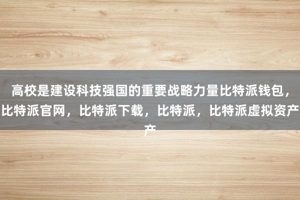 高校是建设科技强国的重要战略力量比特派钱包，比特派官网，比特派下载，比特派，比特派虚拟资产