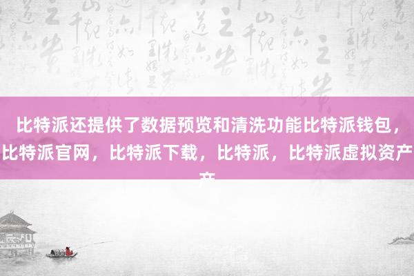 比特派还提供了数据预览和清洗功能比特派钱包，比特派官网，比特派下载，比特派，比特派虚拟资产